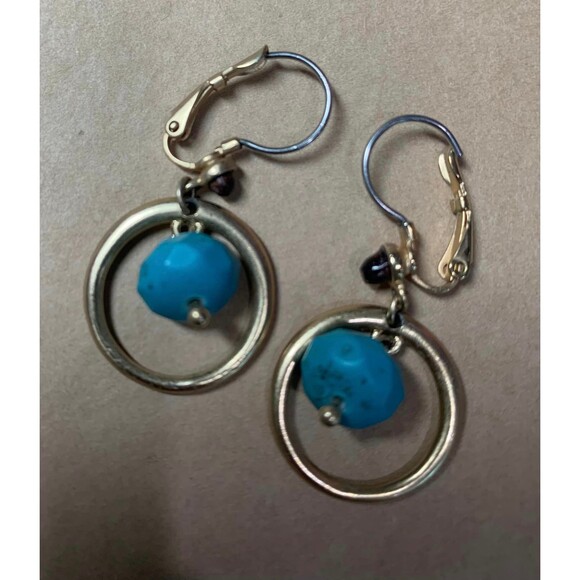 Gorgeous Necklace Earring Faux Turquoise Native American Style Design Gold Tone - Picture 3 of 3